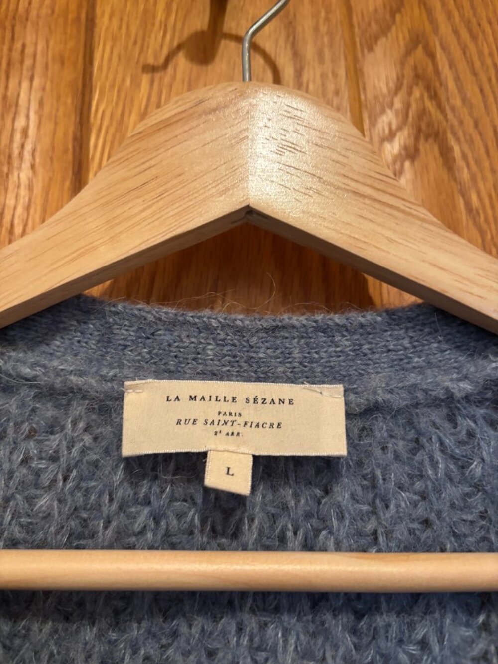 BEAUTIFUL SEZANE EMILE CARDIGAN IN DENIM BLUE COLOR L WORN ONCE - Picture 4 of 7
